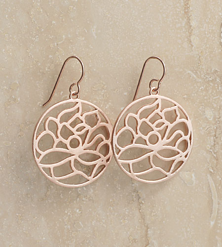 eco friendly Lotus Flower Earrings in Rose, Reclaimed Sterling Silver, Rose Gold